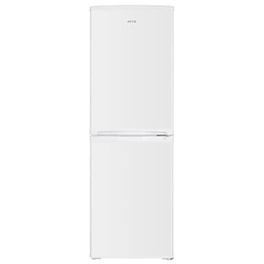 HYE Fridge Freezer - Small 50/50 Freestanding Fridge Freezer, 144cm Height, 48cm Width, 142 Litre Capacity, Suitable For Apartments & Couples, Compact Design For Small Kitchens, White