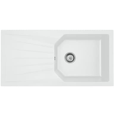 Liquida AGV100WH 1.0 Bowl Composite Reversible White Kitchen Sink and Waste Kit