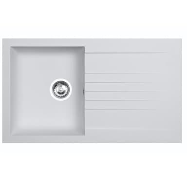 Liquida KAVL860WH 1.0 Bowl Composite Reversible White Kitchen Sink and Waste Kit