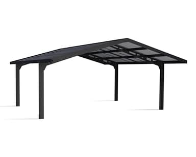 Canopia by Palram Sydney Apex Double Carport Kit 20x20 572x587cm Black structure with Corrugated Solar Grey Panels