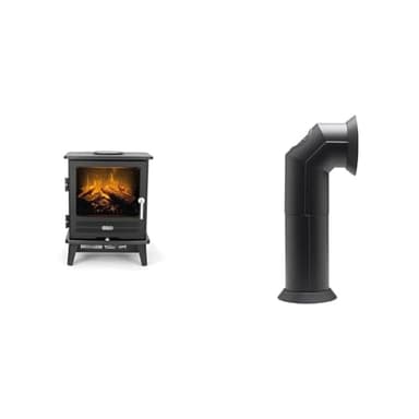 Dimplex Willowbrook Optimyst Electric Stove, Black Free Standing Electric Fireplace & Stove Pipe, Matte Black Plastic Flue Pipe Accessory