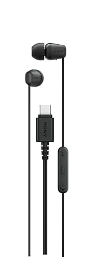 Sony IER‑EX15C USB‑C Wired Earbuds with Mic – Lightweight In‑Ear Headphones for Android, iPhone, Laptop & PC – Tangle‑Free Cable, Clear sound – Perfect for Travel & Everyday Use – Black