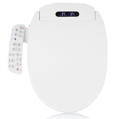 Bidet Toilet Seat Round - Toilet Seat Bidet with Dryer and Warm Water, Temperature Controlled Wash, Smart Touch Panel, Nightlight, Slow Close
