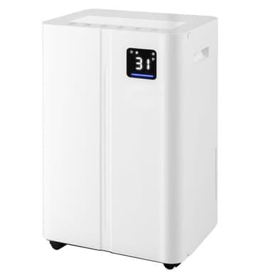 HOMFME 20L/Day Dehumidifier for Home Damp, Dehumidifiers with Auto & Continuous Drying & Sleep Mode, 2 Speeds, 3 Color Indicator Lights, 24H Timer, Continuous Drainage, Digital Display, Auto Defrost