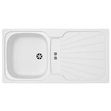 Liquida CMP5WH 1.0 Bowl Reversible Inset White Kitchen Sink with Waste Kit