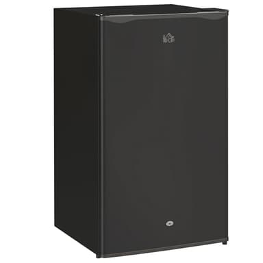 HOMCOM 91 Litre Under Counter Fridge Freezer with Lock, Small Fridge Freestanding with Chiller Box, Adjustable Thermostat, 47.5cm Wide, Black