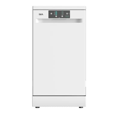 SIA SFSD459W Freestanding Dishwasher, Slimline 45cm Width, 9 Place Settings, Delay Start, 4 Programs, 29 Minute Quick Wash, White