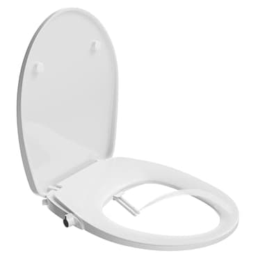 HOROW Non-Electric Bidet Toilet Seat - UK Standard O-Shape - Dual Nozzles for Front & Rear Wash - Self-Cleaning Jets - Soft Close Lid - Manual Water Pressure Control