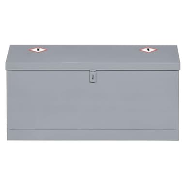 The Workplace Depot Flammable Storage Container COSHH Cabinet, Heavy-Gauge Mild Steel, Bright Grey, 280L Spill Sump, Lockable Hazardous Chemical Storage for Labs, Offices & Warehouses