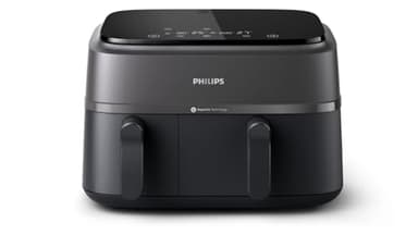 Philips Airfryer 3000 Series Dual Basket - 2 Drawer Air Fryer, 3L + 6L Capacity, RapidAir Plus Technology, 13 Ways to Cook, 90% Less Fat, Easy to Clean, Digital Touchscreen, Energy Saving (NA350/00)