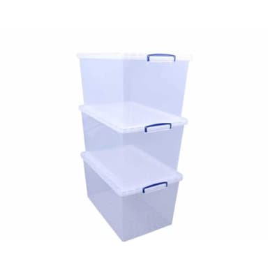 Really Useful Box Nestable Plastic Storage 83 Litre Clear (Pack of 3)