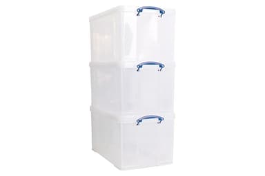 Really Useful Plastic Storage Box 84L Clear Pack Of 3