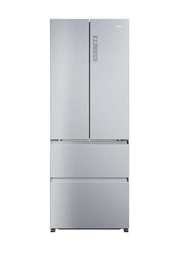 Haier FD 70 Series 5 Freestanding American Fridge Freezer, 4 Doors, Total No Frost, E Class, Air Surround, MyZone Plus, Touch Display, 446L Total Capacity, Gentle Silver, 70x68x190 cm - HFR5719ENMG