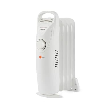 Geepas Oil Filled Radiator Heater 450W, 5 Fin | Mini Portable Electric Heater Adjustable Thermostat Overheat Protection Energy Efficient Heating | 2 Year Warranty White