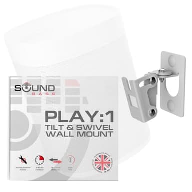 Sound Bass Play 1 Wall Mount, Compatible with Sonos Play:1 Only, Adjustable Swivel & Tilt Mechanism, Mounting Bracket Includes All Fixings