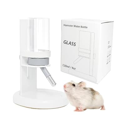 Marchul Hamster Water Bottle for Glass Tank, Guinea Pig Water Bottle with Stand/Holder Adjustable, No Drip Small Animal Water Bottles for Hamsters Leak-Proof (White, 120ml)