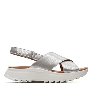 Clarks Women's Dashlite WishSandal, Metallic silver, 7 UK