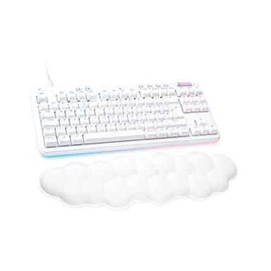 Logitech G G713 Wired Mechanical Gaming Keyboard with LIGHTSYNC RGB Lighting, Tactile Switches (GX Brown) and Keyboard Palm Rest, PC and Mac Compatible, QWERTY UK English Layout - White Mist