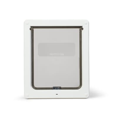 Dog Mate Lockable Medium Dog Door (215) - Flap for Medium Dogs and Large Cats, for UPVC, wall and wood, Securely Designed for your Pets, White