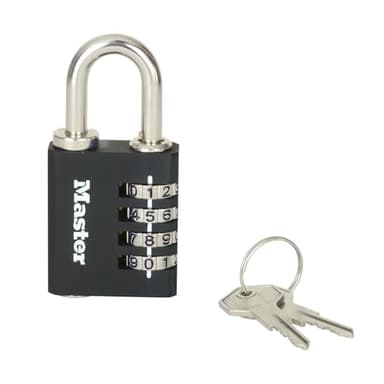 Master Lock 7641EURDBLK Indoor Combination Padlock with Override Key, 78 x 40 x 16 mm. Limited lifMaster Lock 7641EURDBLK Indoor Combination Padlock with Override Key, 78 x 40 x 16 mm