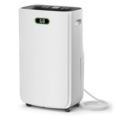 Quiniver 50㎡ 20L/Day Dehumidifier with Drain Hose - for Home, Basement, Damp & Laundry, Large 6.5L Water Tank, 4 Modes Operation Auto Shut-off, 24H Timer, Child Lock, Auto Defrost, Quiet Operation