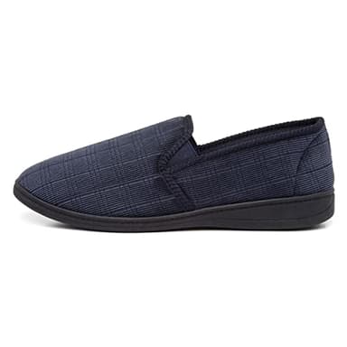 The Slipper Company Mens Navy Check Full Slipper - Size 9 UK - Blue