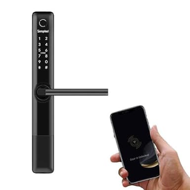 Simpled SF Weatherproof SlimSeries Smart Lock Touch, 7-in-1, Fingerprint Keyless Security Entry Door Lock, Bluetooth Electronic Deadbolt, Smartphone Access - Designed for The UK Weather, Matt Black