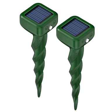 BURMONG Mole Repellent Ultrasonic, Solar Mole Repeller Outdoor, IP66 Waterproof, Quietly Repels Mole, Vole, Gopher, Snake Control Device, Mole Deterrents for Gardens/Orchards/Lawn (2 Pack)