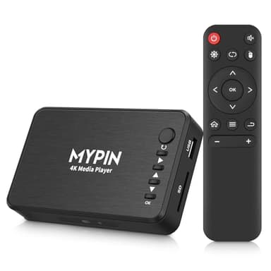 4K Media Player, MYPIN HDMI Media Player Read USB drive/SD card with HD HDMI/AV/VGA Output for RMVB/MKV/JPEG etc with Remote Control