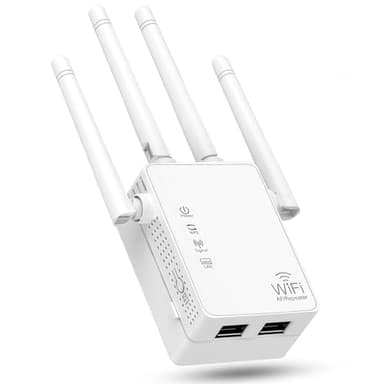 Cluvox WIFI Repeater, 1200Mbps Dual Band 2.4G/5G WiFi Extender, WiFi Amplifier, 2 LAN/WAN ports, 4 antennas, Wi-Fi Extension for Home and Office, 4 *Antennas, Internet Booster - with Ethernet Port.