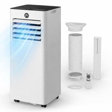 JUMMICO 9000 BTU Portable Air Conditioner with Window Kit, 4-in-1 Mobile AC Unit – Cooling, Fan, Dehumidifier & Sleep Mode, Digital Display & Remote Control, for Rooms up to 28 m²