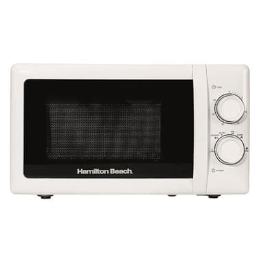 Hamilton Beach Microwave, 20L, 700W, Stainless Steel Cavity, Manual Control, 5 Power Levels, Quick Defrost, 30-Min Timer, White - HBMX79SSW