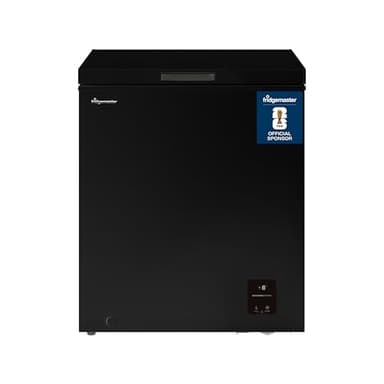 Fridgemaster MCF142EB 142L Chester Freezer 4 Star Freezer Rating - 55.9D x 62.5W x 85.4H cm Black with Recessed Handle - E Rated