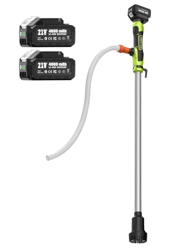TaskStar Cordless Stick Water Transfer Pump, 2×4000mAh 21V Rechargeable Battery, 2725 L/h High Flow, 10m Lift, Portable Utility Sump Pump for Pool/Garden/Pond/RV/Boat/Basement/Rain Barrels Draining