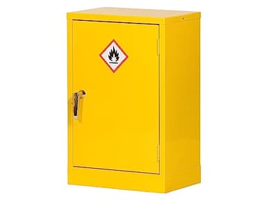 The Workplace Depot Hazardous Storage Cabinet – Reinforced Steel Construction,10L Leakproof Sump – COSHH Compliant Chemical Safety Cabinet for Workplace Use (Yellow, 710(H) x 460(W) x 310(D) mm)