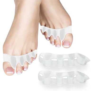 SUNFATT Toe Separator [4 Pack] - Silicone Toe Spacers for Overlapping Toes, Bunions & Hammertoes - Soft Gel Toe Straighteners for Pain Relief, Alignment & Yoga - Washable,One Size Fits Most