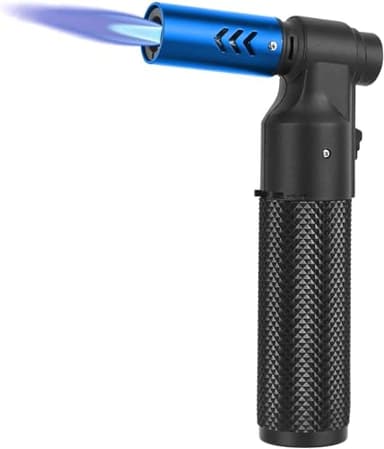 Kitchen Blow Torch Butane Torch Lighter Big Jet Flame Refillable Portable Butane Torch Adjustable Mini Blow Torch for Camping Grill Baking Culinary Soldering Cooking Welding BBQ (NO Gas) (Blue)