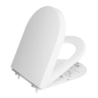 DERW D Shaped Soft Close Toilet Seat, Heavy Duty Premium Thermoplastic, Quick Release, Easy Clean and Install with Alignment Guide, Durable White Toilet Seat