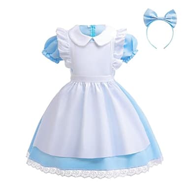 Lito Angels Alice in Wonderland Fancy Dress Up Costume Set with White Apron and Headband for World Book Day Kids Girls Age 5-6 Years, Blue (Tag Number 120)