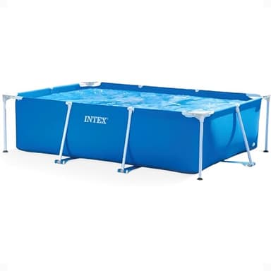"""Intex 28272 Metal Frame Rectangular Outdoor Swimming Pool, Filter Pump Not Included, Capacity 3834 L, Measures 300 x 200 x 75 Centimeters - Color Blue"""