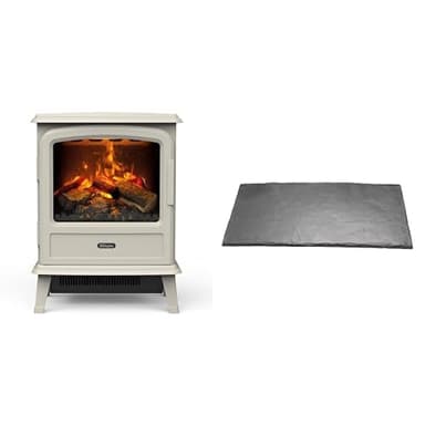 Dimplex Evandale Pebble Optimyst Light Grey Electric Stove Fire and Slate Effect Hearth Pad