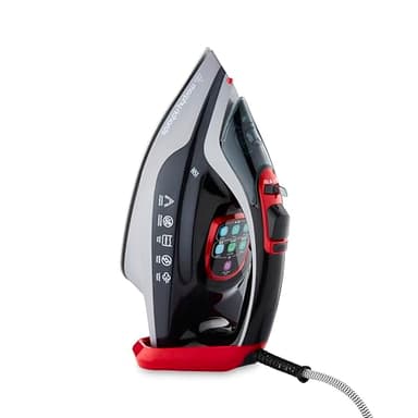 Morphy Richards Powersteam Elite LED Steam Iron, Non Stick Ceramic Soleplate, 35g Output, Vertical option, Self Clean, Anti Drip, Digital Controls, 3m Cord, 3000W, Grey, Black and Red, 302012
