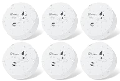 Geevon 6 Pack Water Leak Detector, 100dB Water Sensor Alarm Flood Detector for Basements, Bathrooms, Laundry Rooms, Kitchens, Garages, and Attics, Water Alarm Battery-Operated (Battery Included)