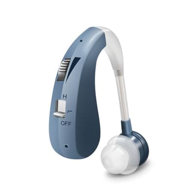 Rechargeable Hearing Amplifier for Seniors - Noise Cancelling & Volume Adjustable Sound Device, Comfort BTE Design, Rechargeable Hearing Aid (04D Blue)