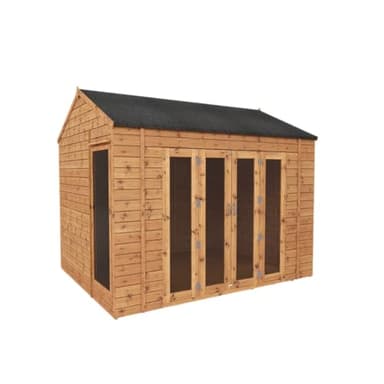 WALTONS 10 x 8 Vermont Summerhouse | Reverse Apex Roof | Shiplap Tongue and Groove | Wooden Garden Room Summerhouse | 4 Bifolding Doors | 10 Year Anti Rot Guarantee | 10 x 8 10ft 8ft