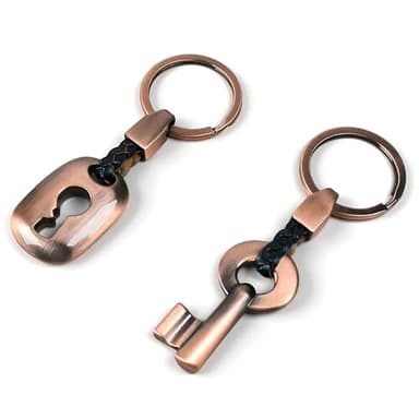 LynixTrade 1 Pair Bronze Couple Keyrings, Gifts of Creative Bronze Wedding Anniversary, Valentine's Day Couples Gifts for Him and Her, Present of Romantic Copper Anniversary