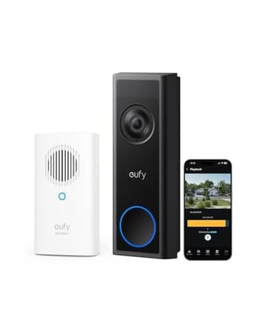 eufy Security Video Doorbell Camera Wireless C31 with Chime, 2K FHD, Dual Power Options, Live Video Call, Easy Installation, Quick-Release Battery, 24/7 Recording, No Monthly Fee