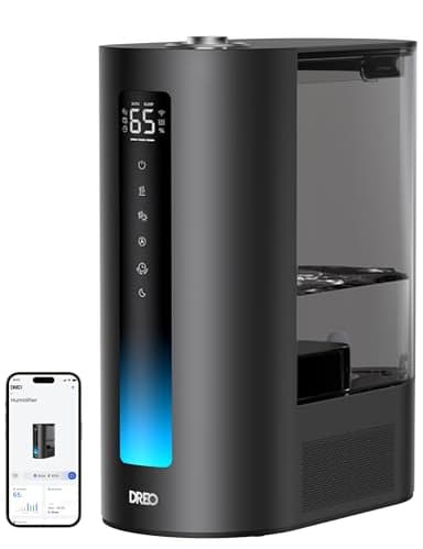 Dreo 6L Smart Humidifier for Large Room, Warm and Cool Mist for Bedroom Baby, 60H Timer, High Precision Humidity Sensor, Indicator Light, Oil Diffuser for Home, Plants, Works with Alexa, Black