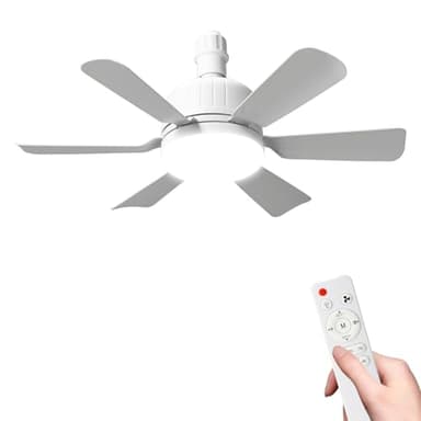 Kouamor 46cm Screw in Ceiling Fan Light, Ceilings Fans with Light and Remote Control, 40w Ceiling Fans Lightss Dimmable, E27 Ceilings Fanss Lamp with 6 Blades, 3 Speeds Timing, Silent (white)