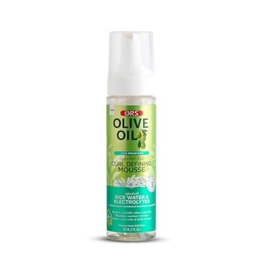 ORS Olive Oil Curl Defining Mousse with Rice Water & Electrolytes – Lightweight Styling Foam for Natural, Curly, Coily & Textured Hair – Enhances Curl Definition, Moisture & Soft Hold – 207ml
